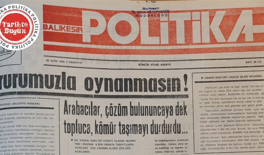 28 Ekim 1989 Cumartesi: Gururumuzla oynanmasın