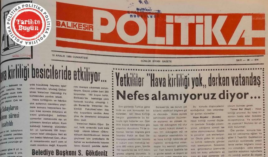 16 Aralık 1989 Cumartesi: Hava kirliliği besicileri de etkiliyor