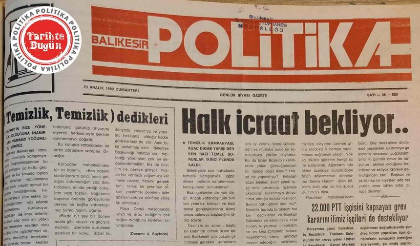 23 Aralık 1989 Cumartesi: Halk icraat bekliyor