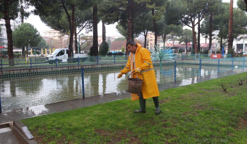 Edremit Belediyesi’nden Faruk Serpil Parkı’nda Gübreleme Çalışması