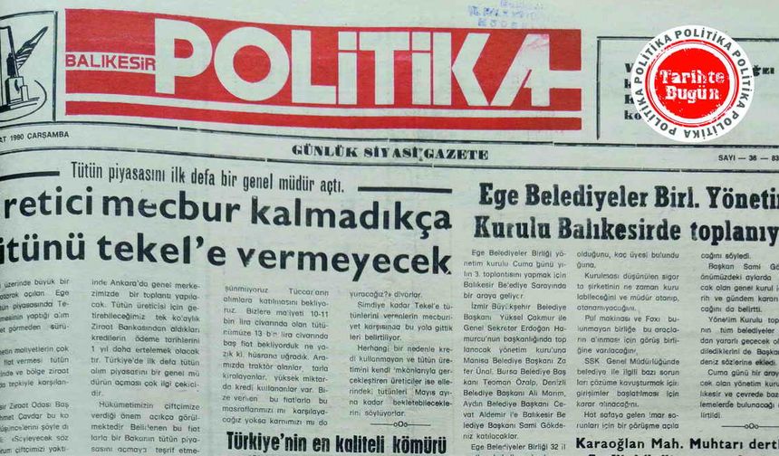 14 Şubat 1990 Çarşamba: Üretici mecbur kalmayınca tütünü Tekel’e vermeyecek
