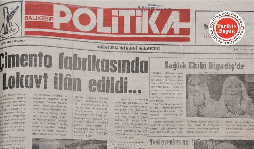 21 Şubat 1990 Çarşamba: Çimento Fabrikasında lokavt ilan edildi