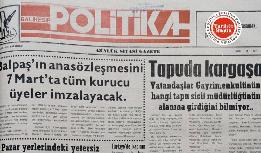 5 Mart 1990 Pazartesi Tapuda kargaşa