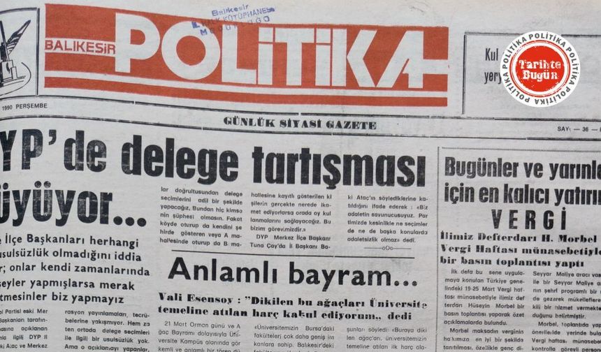 22 Mart 1990 Perşembe: DYP’de delege tartışması büyüyor