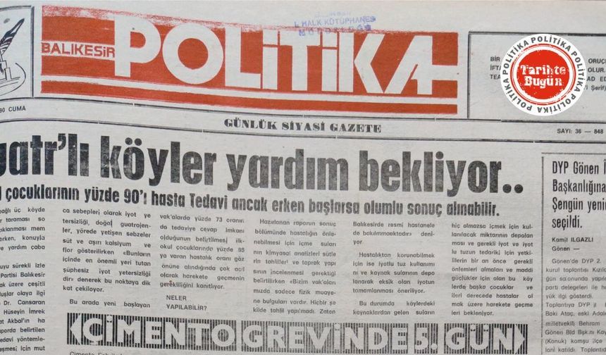 30 Mart 1990 Cuma: Guatrlı köyler yardım bekliyor