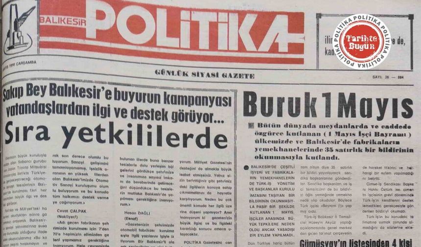 2 Mayıs 1990 Çarşamba: Buruk 1 Mayıs