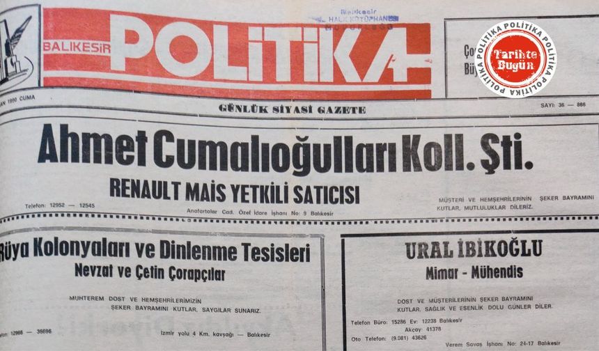 20 Nisan 1990 Cuma: Ramazan Bayramı ilanları
