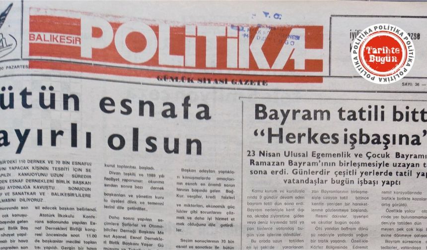30 Nisan 1990 Pazartesi: Bütün esnafa hayırlı olsun
