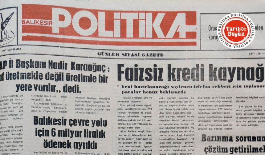 4 Nisan 1990 Çarşamba: Faizsiz kredi kaynağı