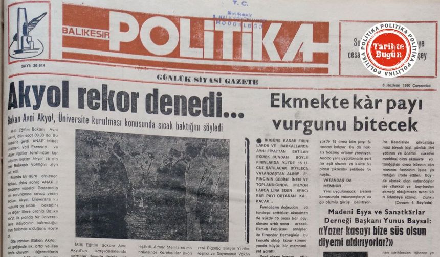6 Haziran 1990 Çarşamba: Akyol rekor denedi