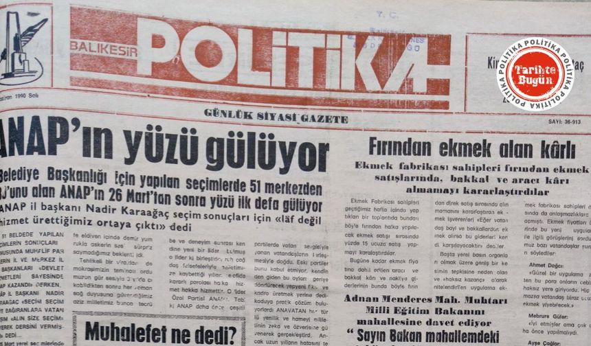 5 Haziran 1990 Salı: ANAP’ın yüzü gülüyor