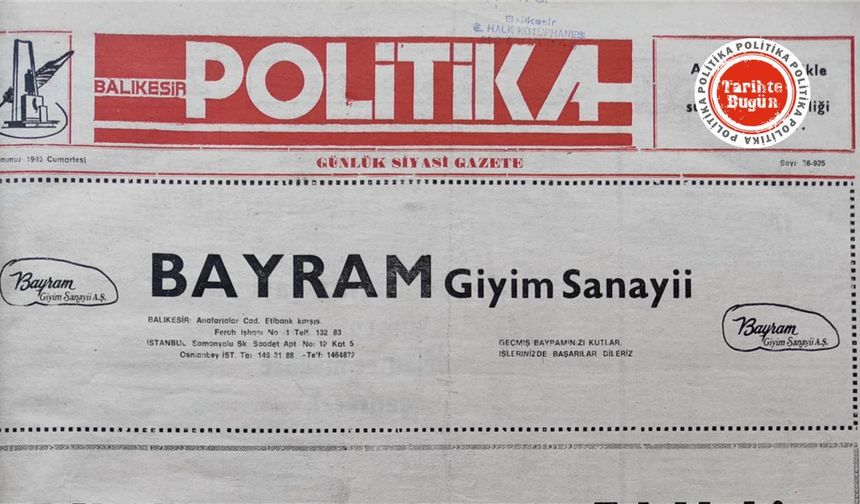 9 Temmuz 1990 Pazartesi: Bayram ilanları