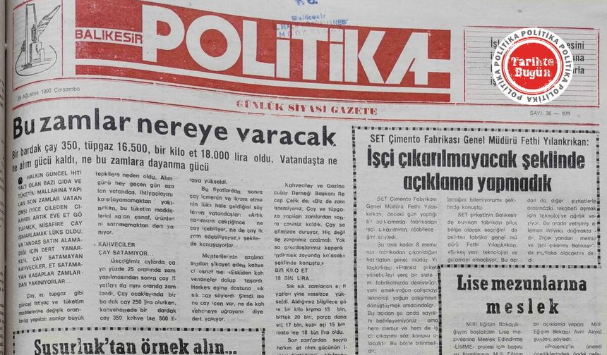 29 Ağustos 1990 Çarşamba: Bu zamlar nereye varacak?