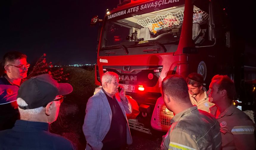 Bandırma'da otluk yangını! Ekiplerin alevlerle savaşı sürüyor