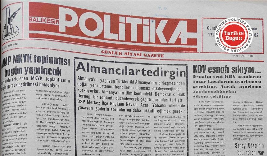 16 Ekim 1990 Salı: Almancılar tedirgin