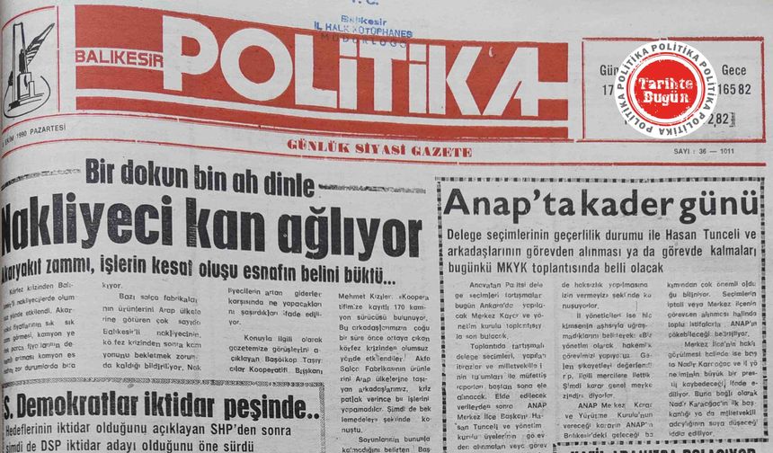 8 Ekim 1990 Pazartesi: Nakliyeci kan ağlıyor