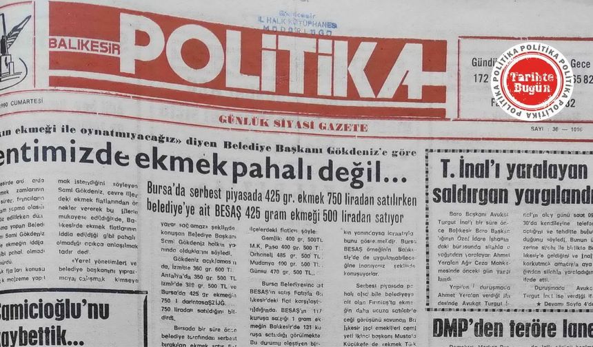 13 Ekim 1990 Cumartesi: Kentimizde ekmek pahalı değil