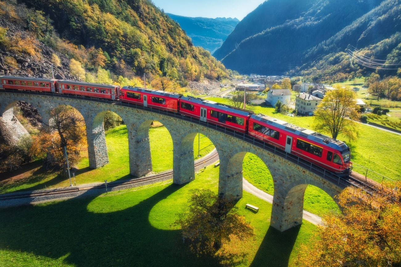 Brusio Spiral Viaduct Bernina Express Switzerland