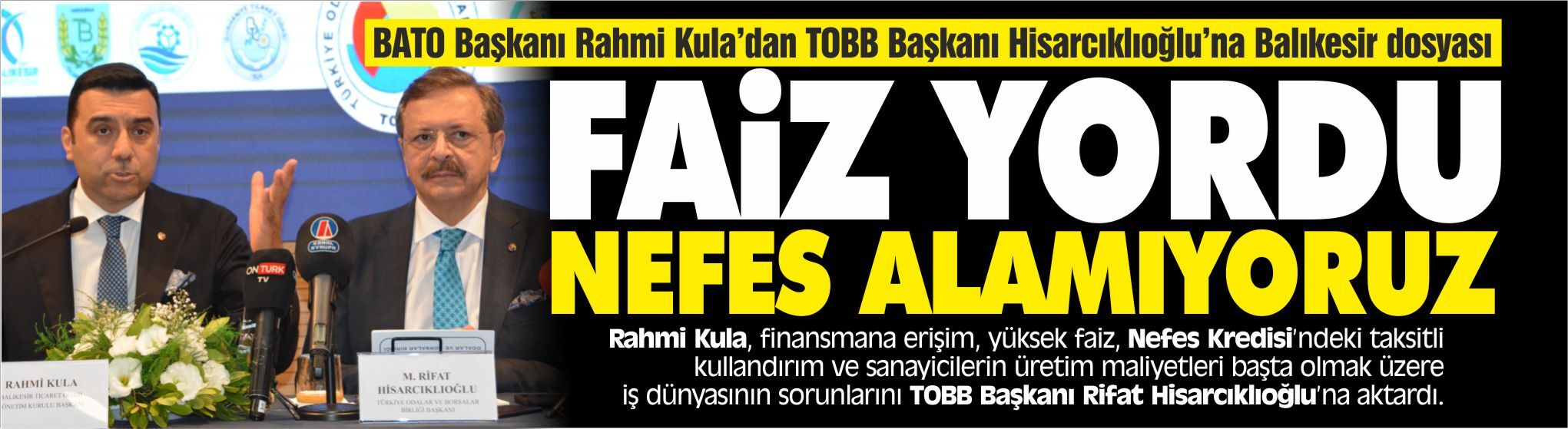 BATO Başkanı Rahmi Kula’dan TOBB Başkanı Hisarcıklıoğlu’na Balıkesir dosyası