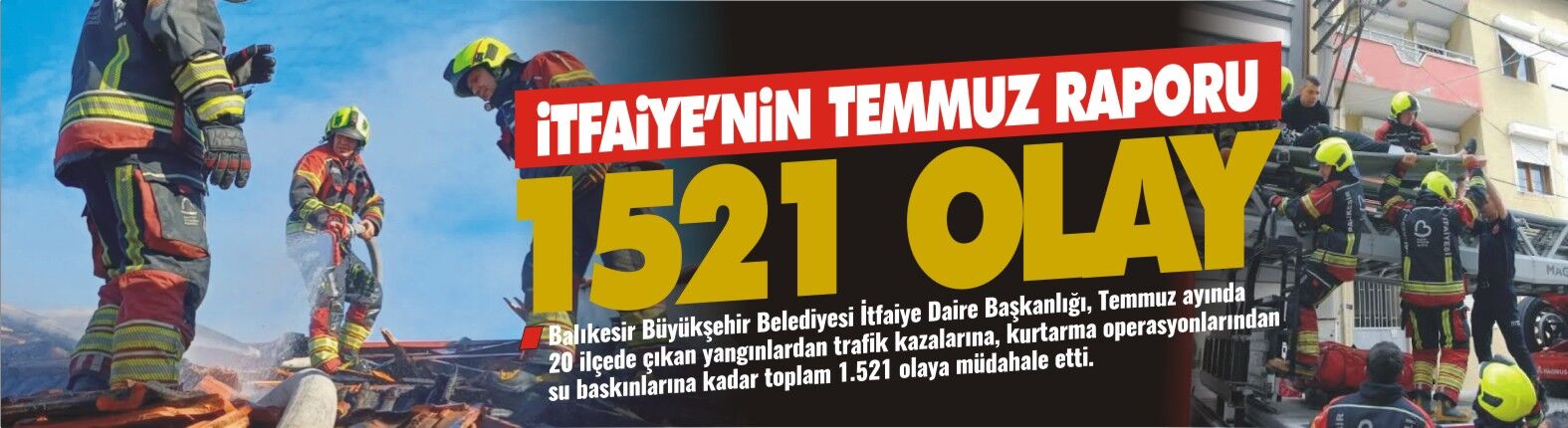 Balıkesir İtfaiyesi Temmuzda 1.521 Olaya Müdahale Etti