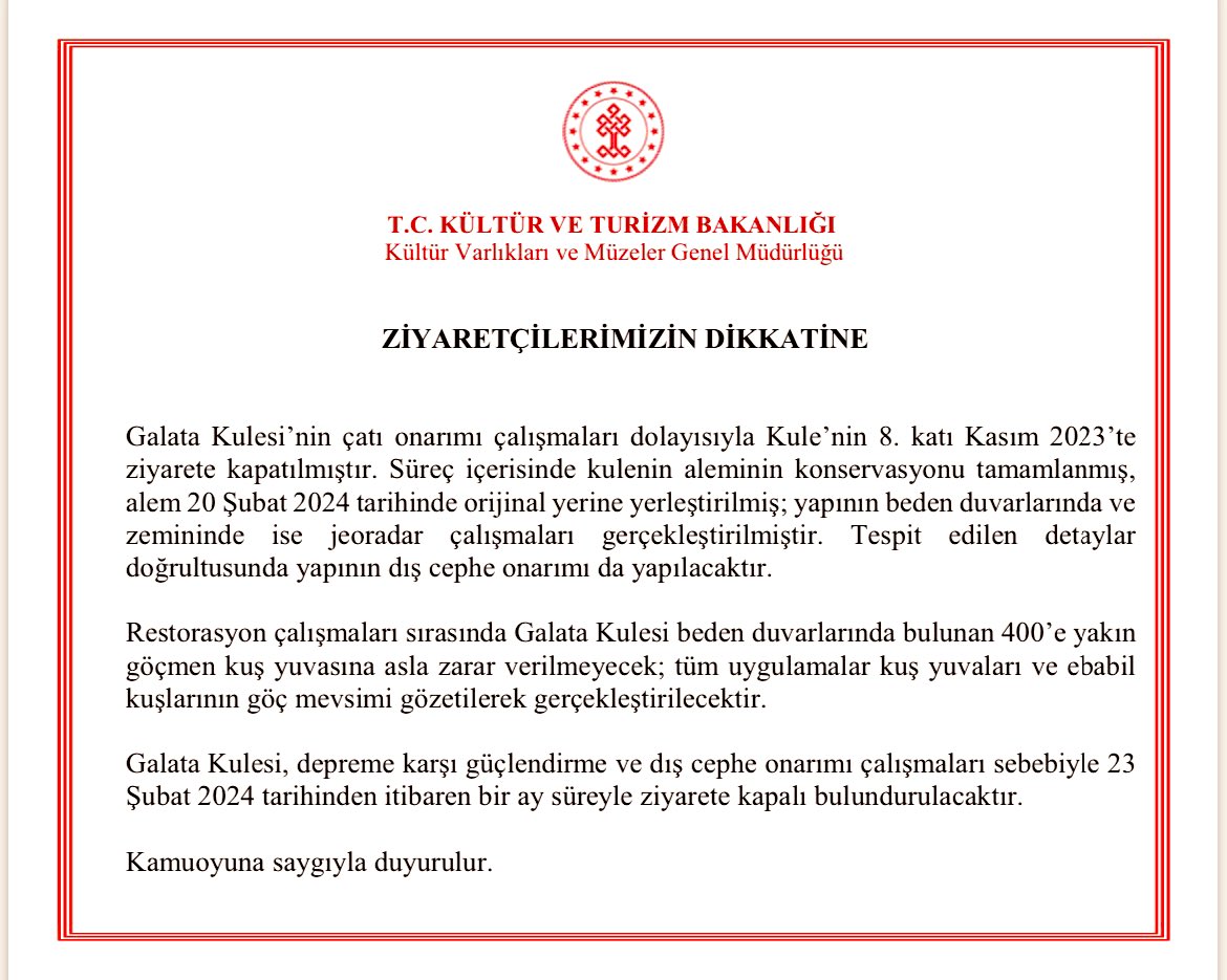 Galata Kulesi ziyarete kapatıldı!